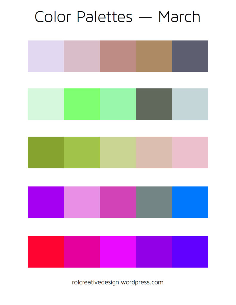 Colors for March (Color of the Month)